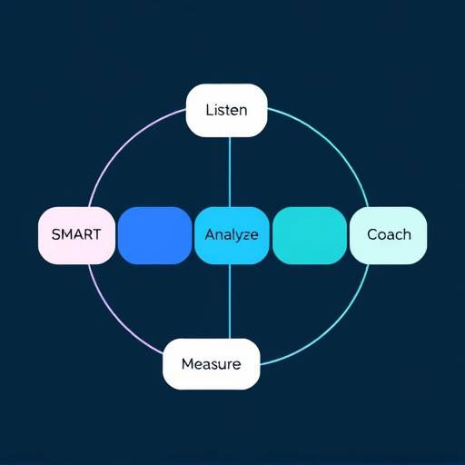 Diagramma che illustra il flusso di lavoro del metodo Elevare Consulting: Ascolto, Analisi, Obiettivi SMART, Piano Personalizzato, Coaching, Misurazione dei Risultati.