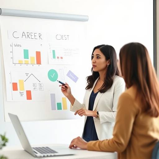 Un coach che guida un individuo attraverso le fasi della pianificazione della carriera