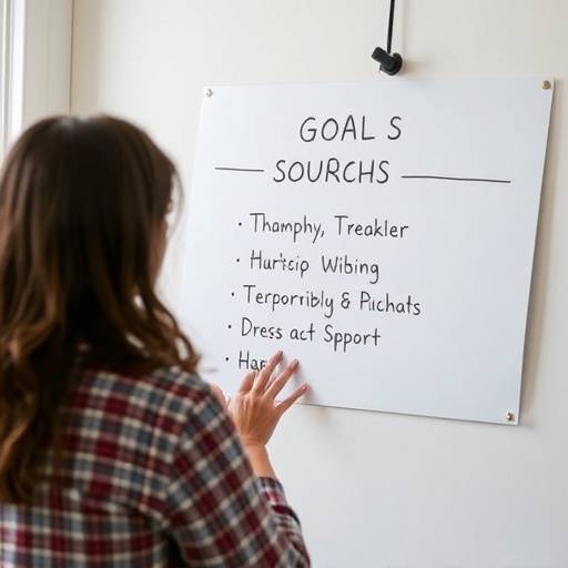 Una persona che riflette sui propri obiettivi con il supporto di un coach