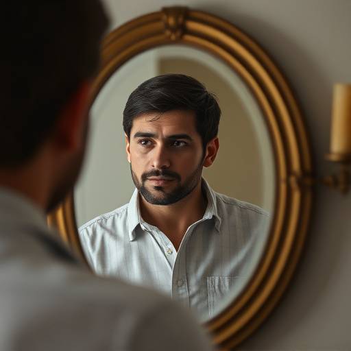 Una persona che si guarda allo specchio, riflettendo fiducia e sicurezza